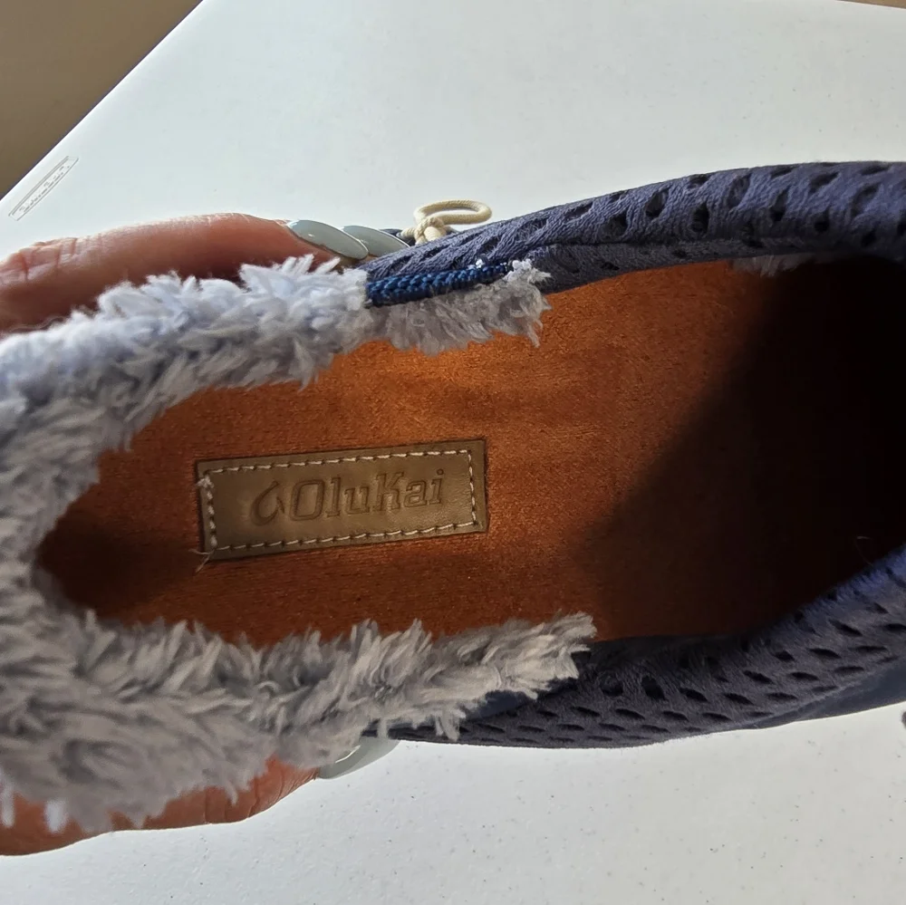 OluKai Mahiki Indoor Outdoor Slippers Slides Shoes Women's 9 Moonlit‎ Blue